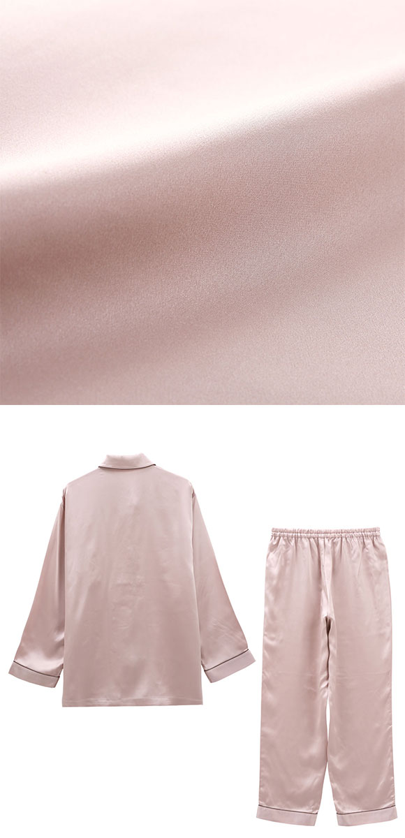 ワコール Wacoal 睡眠科学 レディース シルクサテン シャツパジャマ 長袖 上下セット シルク100％ 絹