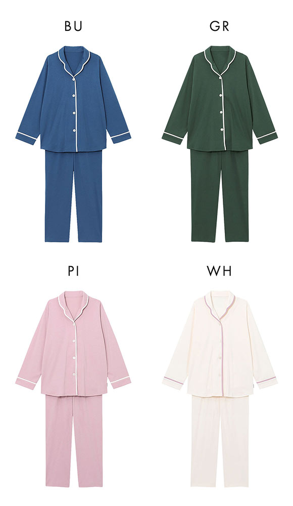 ワコール Wacoal 睡眠科学 レディース 綿100％ シャツパジャマ 長袖 上下セット スムース コットン ML ルームウェア パジャマ