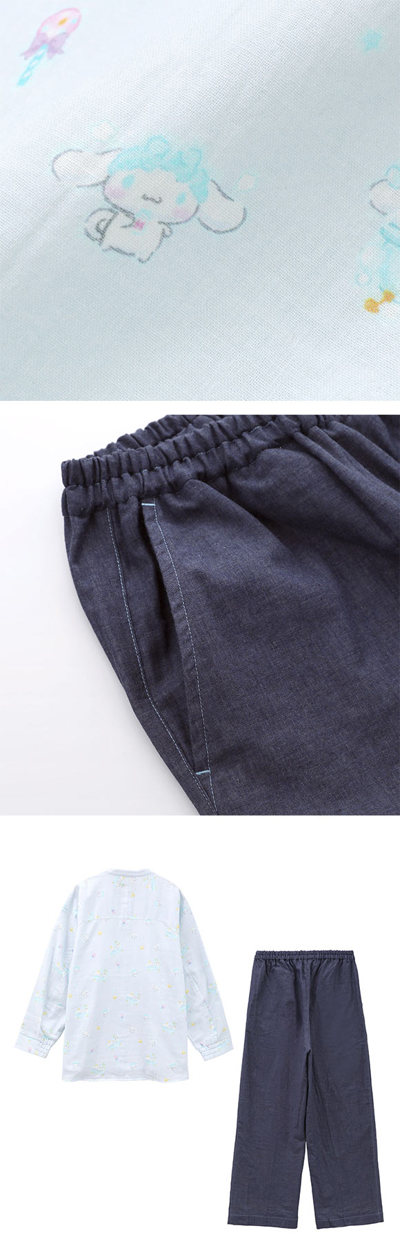 ワコール 睡眠科学 サンリオキャラクターズ 二重ガーゼ シャツパジャマ 綿100％ 長袖 レディース ML Wacoal