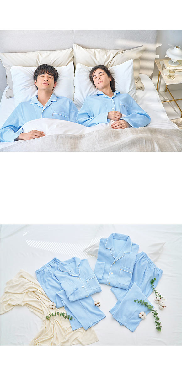 ワコール Wacoal 睡眠科学 メンズ なめらかでやわらかい天綿 シャツ パジャマ 長袖 上下セット 綿100％ コットン