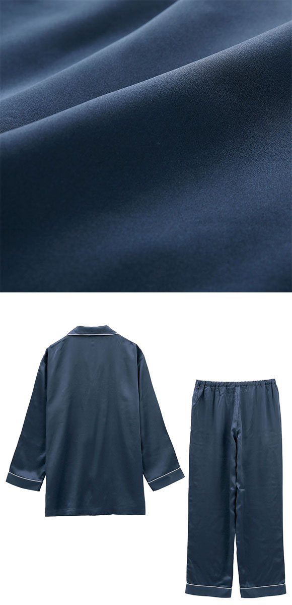 ワコール Wacoal 睡眠科学 シルクサテン メンズ シャツパジャマ シルク100％ 絹 紳士用