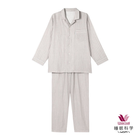 ワコール Wacoal 睡眠科学 紳士用 二重ガーゼ シャツパジャマ 前開き 綿100％
