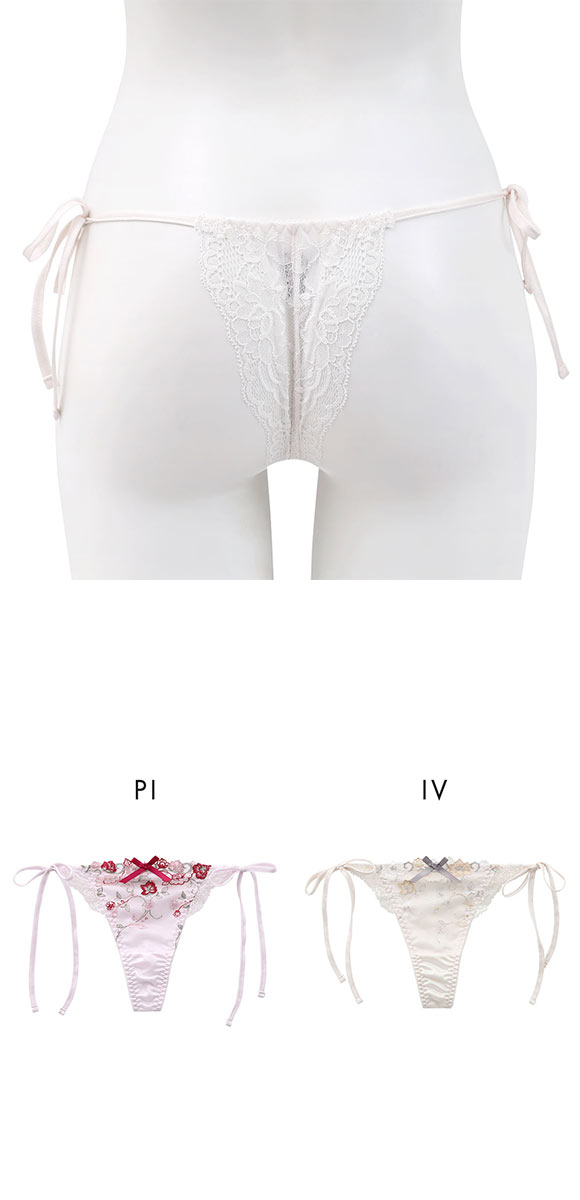 ココランジェ ガルデンブルーメ サイドリボン バックレース 総レース  Tバック ショーツ COCO Linge