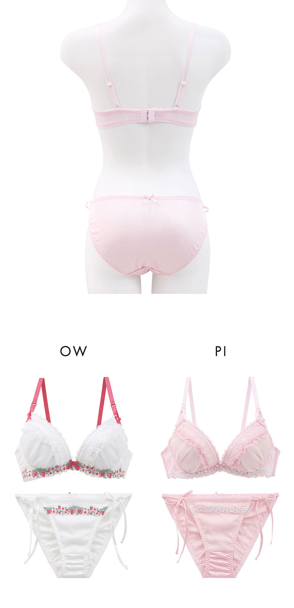 ココランジェ ストロベリーガーデンシフォン ブラジャー ショーツ セット サイドリボン COCO Linge
