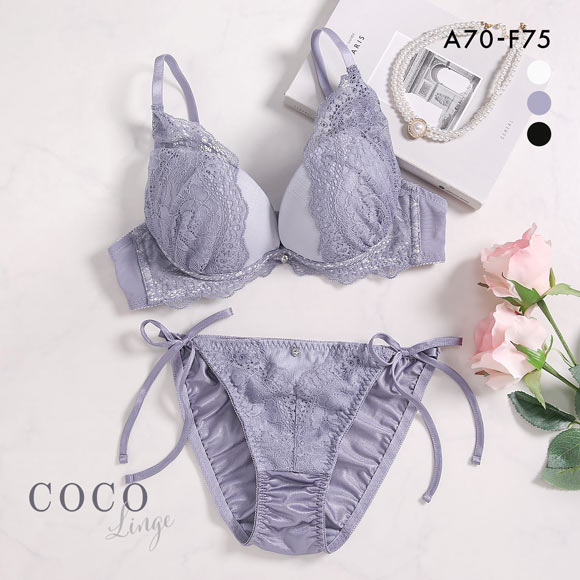 ココランジェ レーシーダズリン ブラジャー ショーツ セット レース サイドリボン COCO Linge
