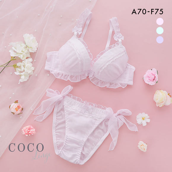 ココランジェ プリティーギンガムチェック ブラジャー ショーツ セット サイドリボン COCO Linge