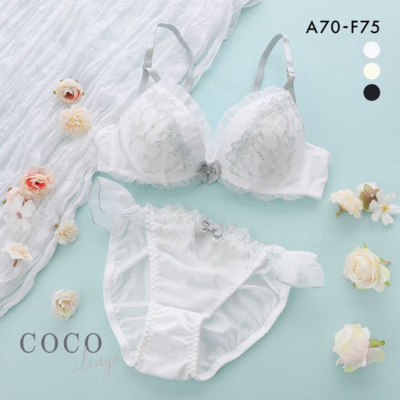 ココランジェ シアーチュールローズ ブラジャー ショーツ セット 谷間 バックレース COCO Linge