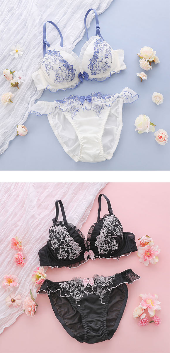 ココランジェ シアーチュールローズ ブラジャー ショーツ セット 谷間 バックレース COCO Linge