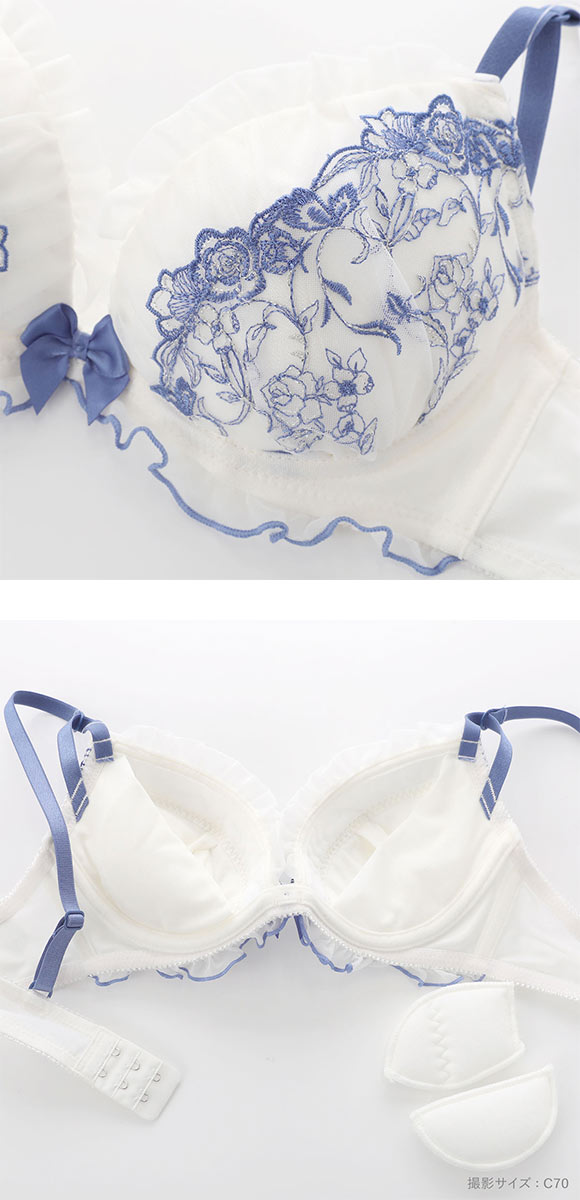ココランジェ シアーチュールローズ ブラジャー ショーツ セット 谷間 バックレース COCO Linge