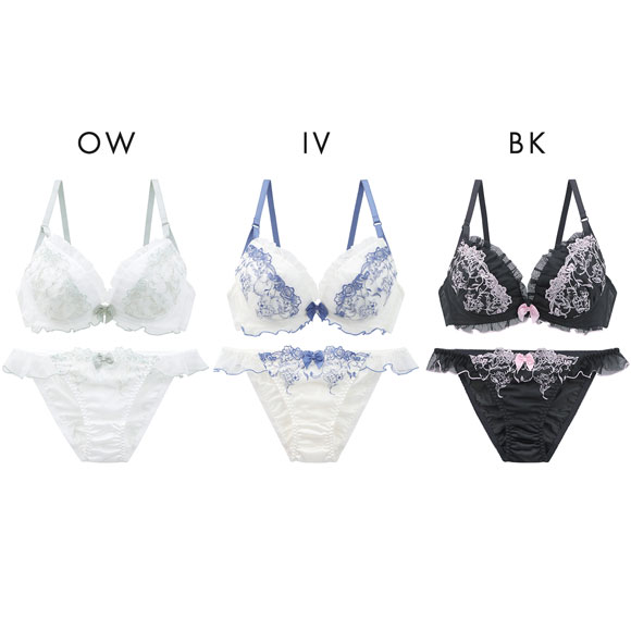ココランジェ シアーチュールローズ ブラジャー ショーツ セット 谷間 バックレース COCO Linge