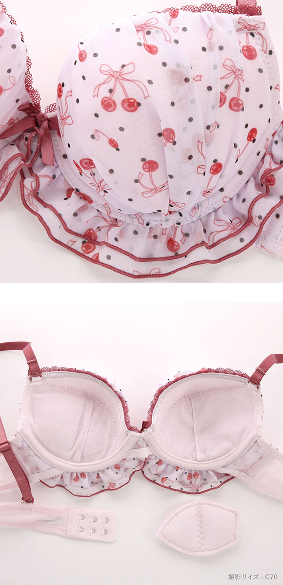 ココランジェ ドットチェリーシフォン ブラジャー ショーツ セット COCO Linge