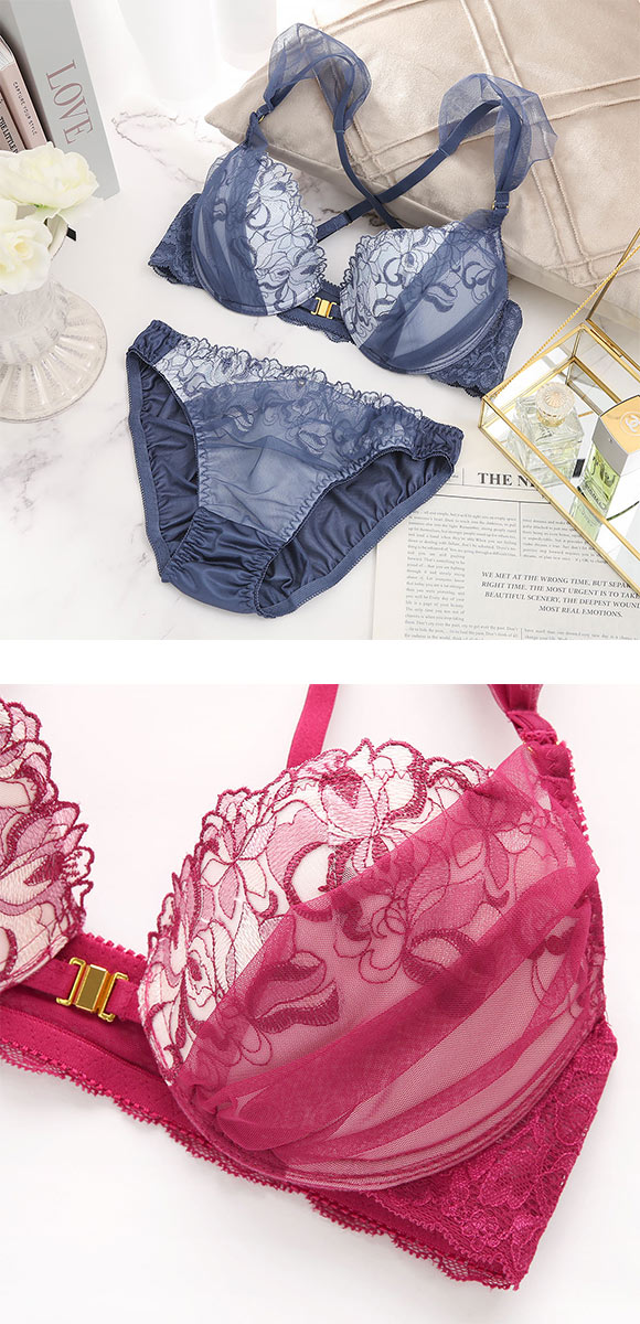 ココランジェ マルチブルーム ブラジャー ショーツ セット フロントホック COCO Linge 大きいサイズ