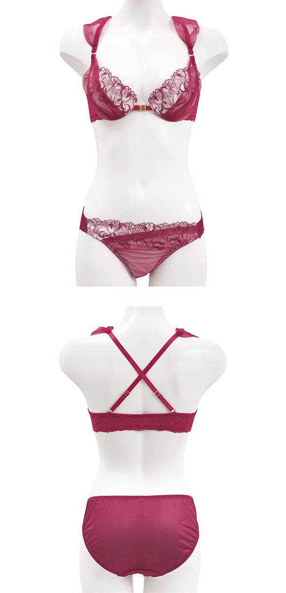 ココランジェ マルチブルーム ブラジャー ショーツ セット フロントホック COCO Linge 大きいサイズ