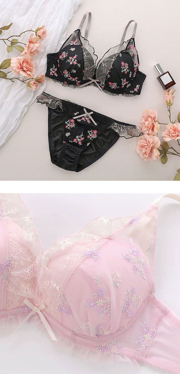 ココランジェ プチフラワーメロー ブラジャー ショーツ セット COCO Linge 大きいサイズ