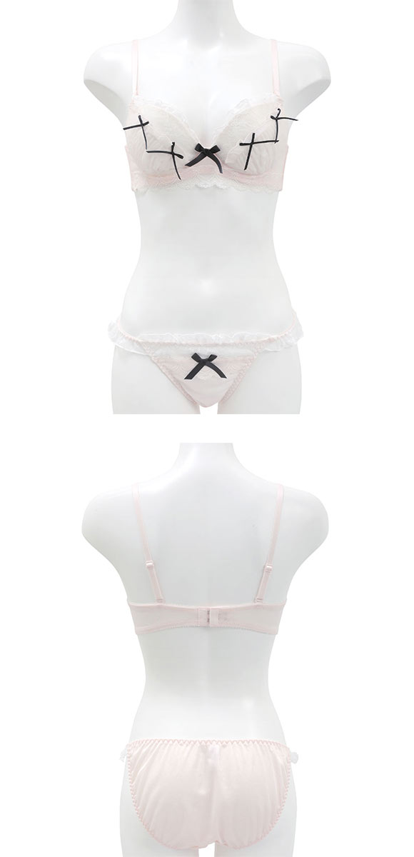 ココランジェ シアーシャーリングリボン ブラジャー ショーツ セット COCO Linge 大きいサイズ