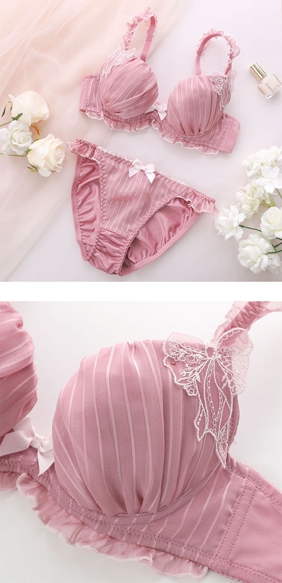 ココランジェ ストライプドーリーシンフォニー ブラジャー ショーツ セット 大きいサイズ COCO Linge