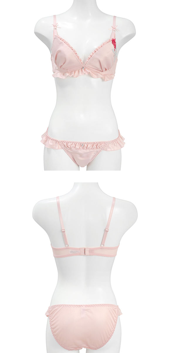 ココランジェ サテンローズアップリケ ブラジャー ショーツ セット COCO Linge