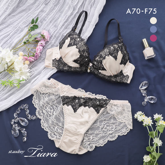 セントオードリー グロリアスジュエリー ブラジャー ショーツ セット バックレース 谷間メイク ダブルパッド St.Audrey tiara