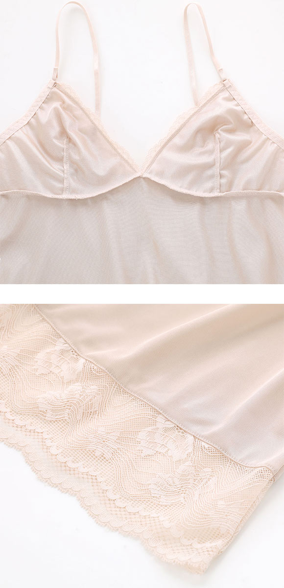 ココランジェ リボンレーシー ランジェリー スリップ 75cm丈 COCO Linge