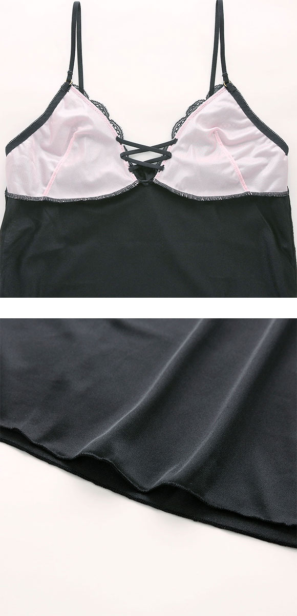 ココランジェ スモーキーレースアップ ランジェリー スリップ 75cm丈 COCO Linge