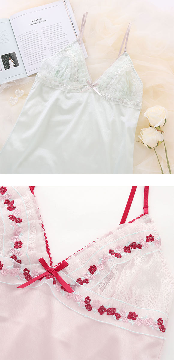 ココランジェ プティフラワーリボン スリップ 75cm ランジェリー COCO Linge