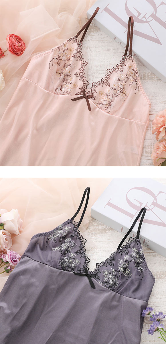 ココランジェ セレーナブーケ スリップ ロングキャミソール ランジェリー COCO Linge