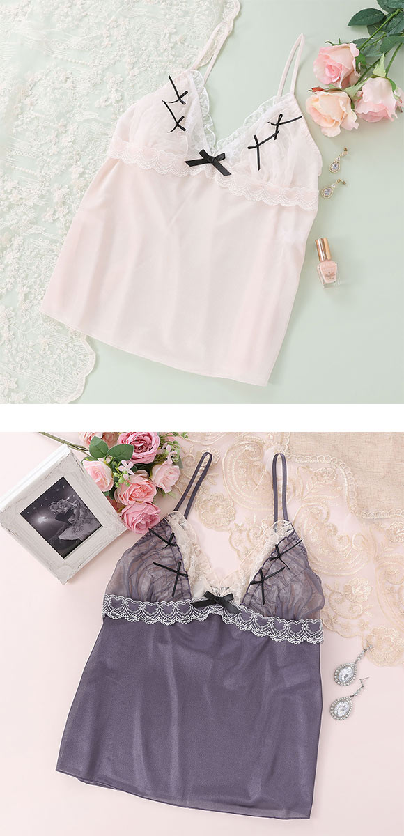 ココランジェ シアーシャーリングリボン ランジェリー キャミソール COCO Linge