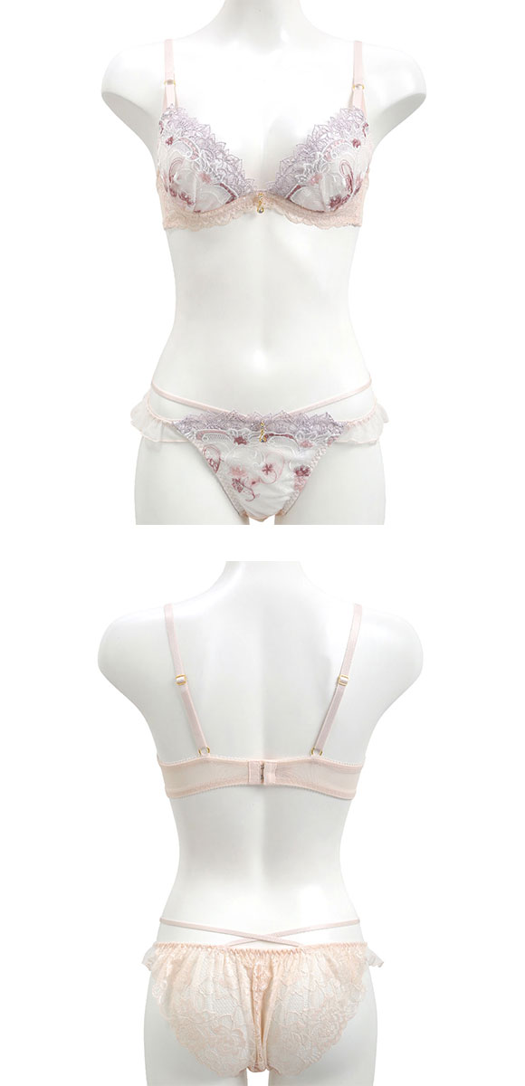 セントオードリー St.Audrey tiara エレガントボタニカル SHIROHATO別注 ブラジャー ショーツ セット ストリング バックレース