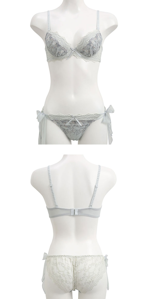 ココランジェ ミルキーソフトフラワー ブラジャー サイドリボン ショーツ セット 総レース SHIROHATO別注 バックレース COCO Linge