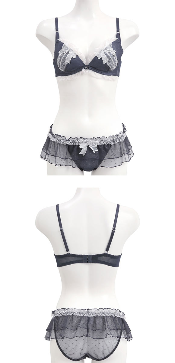 ココランジェ ガーリードットリボン ブラジャー ショーツ セット SHIROHATO別注 谷間 バックレース COCO Linge