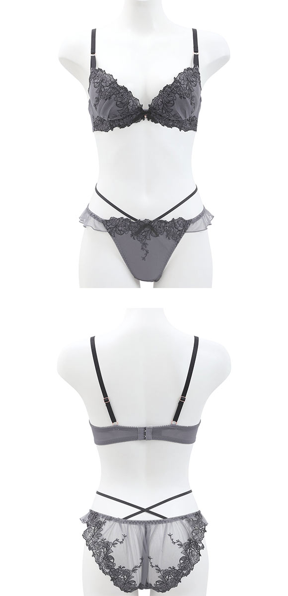 ココランジェ ピオニーフルール ブラジャー ショーツ セット SHIROHATO別注 谷間 バックレース ストリング COCO Linge