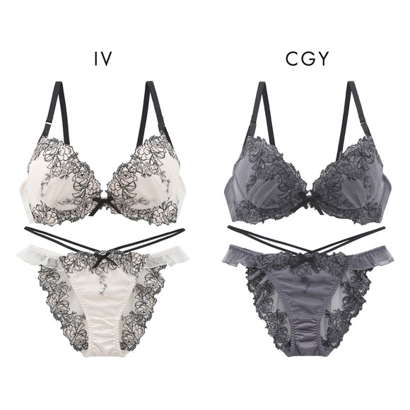 ココランジェ ピオニーフルール ブラジャー ショーツ セット SHIROHATO別注 谷間 バックレース ストリング COCO Linge