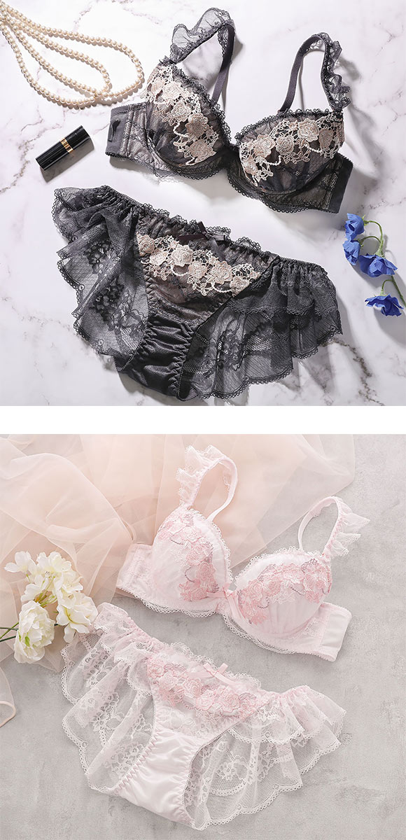 ココランジェ ロイヤルローズドレス ブラジャー ショーツ セット SHIROHATO別注 谷間 バックレース COCO Linge 大きいサイズ