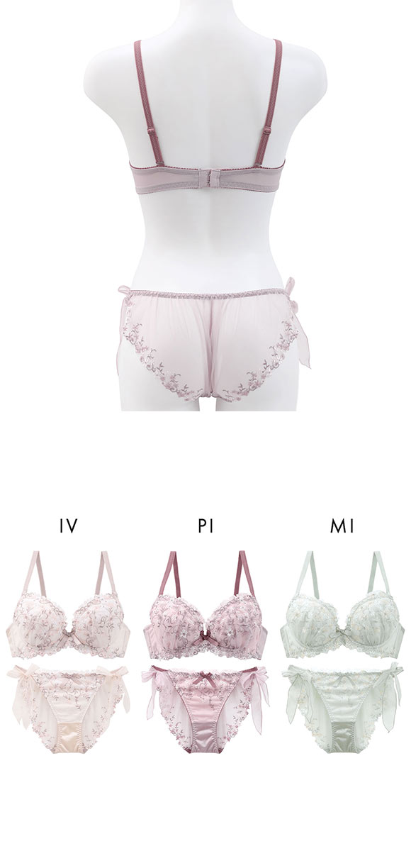 ココランジェ プッチフルールガーデン ブラジャー ショーツ セット SHIROHATO別注 サイドリボン バックレース COCO Linge 大きいサイズ