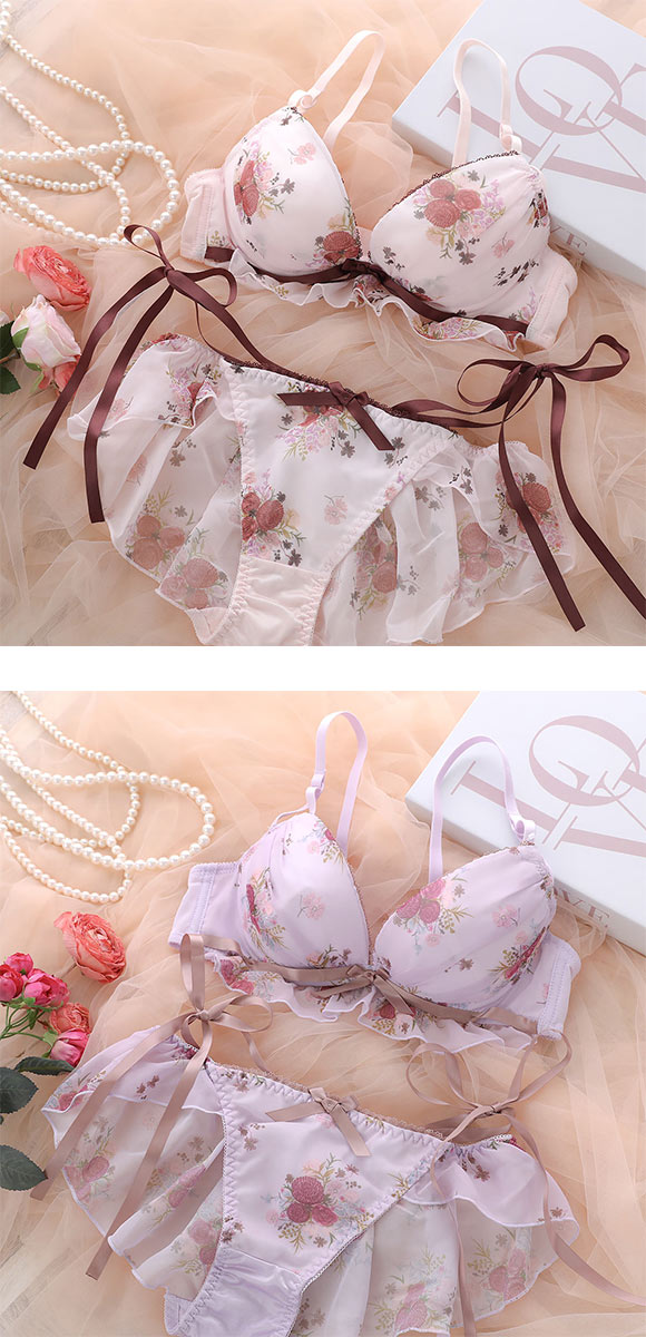 ココランジェ レトロフラワードレス ブラジャー ショーツ セット フレアショーツ COCO Linge 大きいサイズ