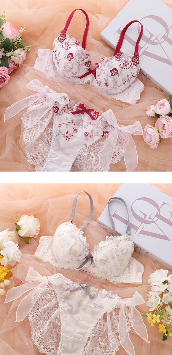 ココランジェ ガルデンブルーメ ブラジャー サイドリボン ショーツ セット 総レース SHIROHATO別注 バックレース COCO Linge 大きいサイズ