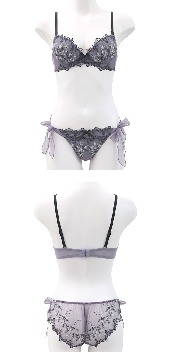 ココランジェ セレーナブーケ やわらかカップ ブラジャー ショーツ セット SHIROHATO別注 ソフトワイヤー サイドリボン バックレース 紐パン COCO Linge