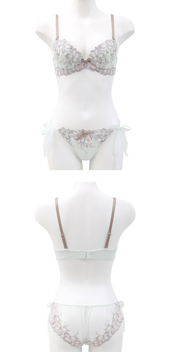 ココランジェ フラワーエッセンス ブラジャー ショーツ セット SHIROHATO別注 谷間 サイドリボン バックレース COCO Linge