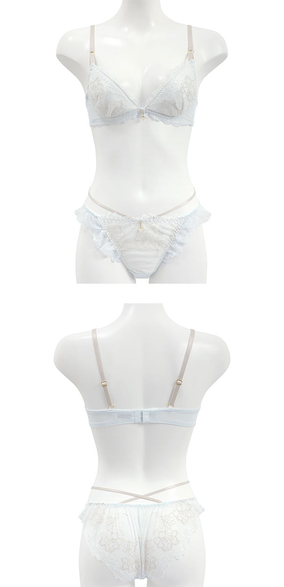 ココランジェ クラリティパール ブラジャー ショーツ セット SHIROHATO別注 谷間 バックレース ストリング COCO Linge