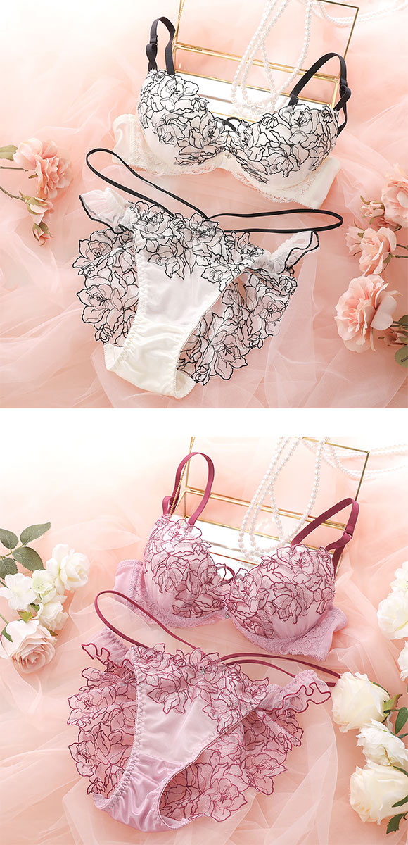 ココランジェ フローラルラッシュ 神盛ボリュームアップ ブラジャー ショーツ セット バックレース SHIROHATO別注 COCO Linge