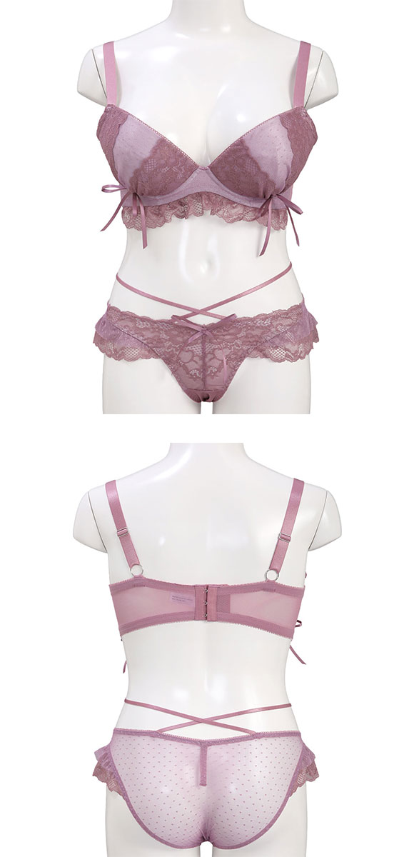 ココランジェ ドッティーティーズ ブラジャー ショーツ セット バックレース ストリング SHIROHATO別注 GHI 大きいサイズ COCO Linge