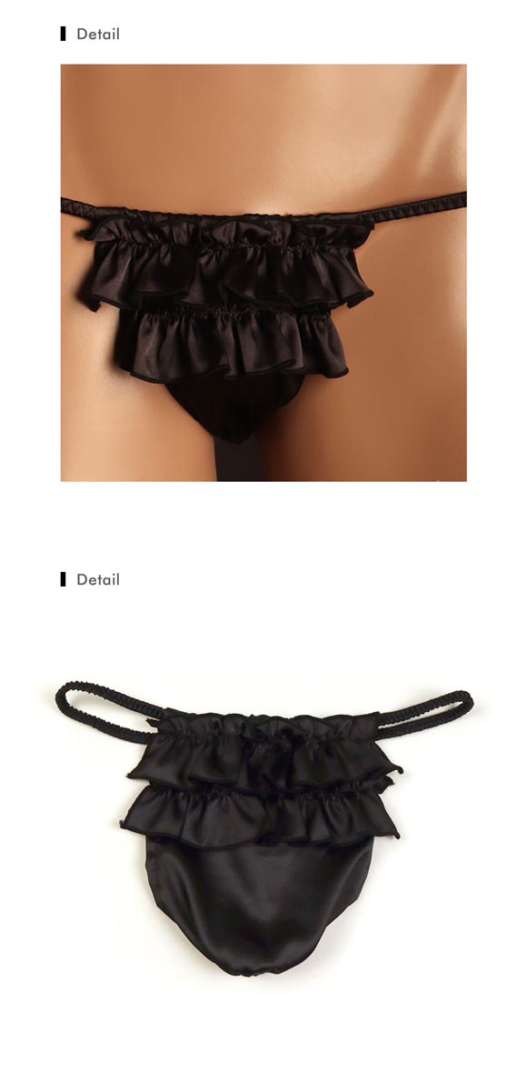 ユニセックス uniSeX Satin フリルふんどし風Gストリング Tバック ショーツ ジェンダーレス 男女兼用 TM collection 日本製