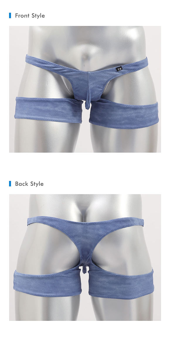 ティーエム コレクション × PredaTorRat × 紙魚丸 ストレッチデニム Tバックスパッツ M メンズ ビキ二 TM collection