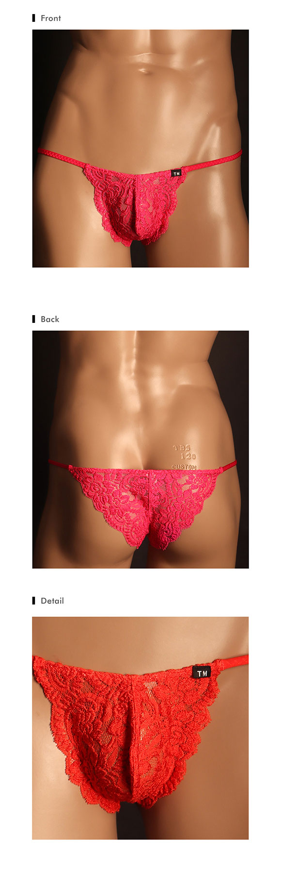 ティーエム コレクション Stretch Lace side string HB ハーフバック ビキニ TM collection メンズ 前閉じ