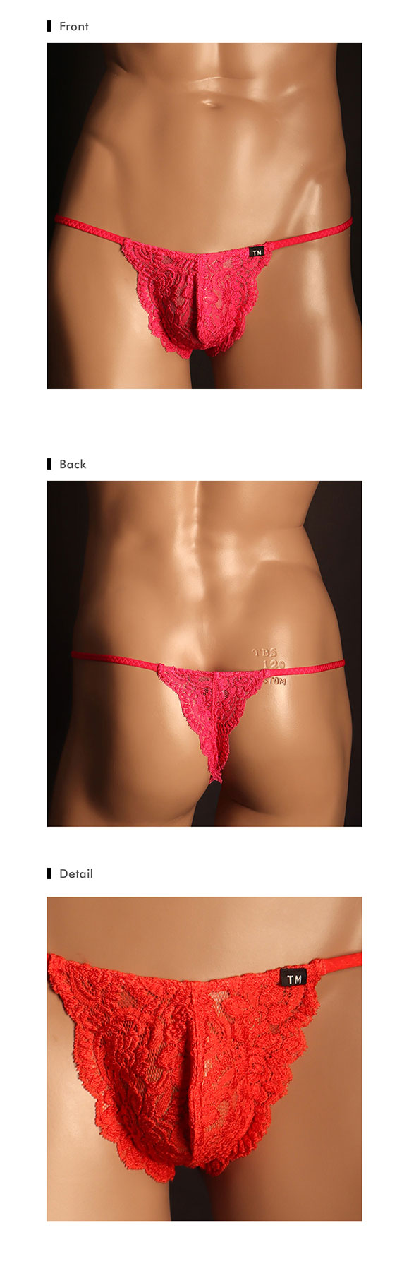 ティーエム コレクション Stretch Lace side string TB Tバック ビキニ TM collection メンズ 前閉じ