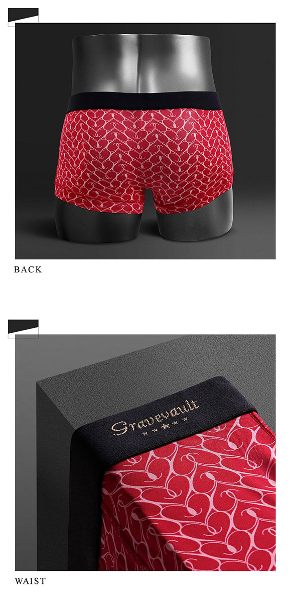 グレイブボールト Gravevault×SHIROHATO 別注 限定カラー Graphic heart ローライズボクサーパンツ メンズ 前とじ S M L 3052251