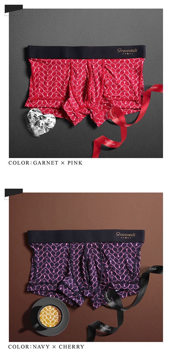 グレイブボールト Gravevault×SHIROHATO 別注 限定カラー Graphic heart ローライズボクサーパンツ メンズ 前とじ S M L 3052251
