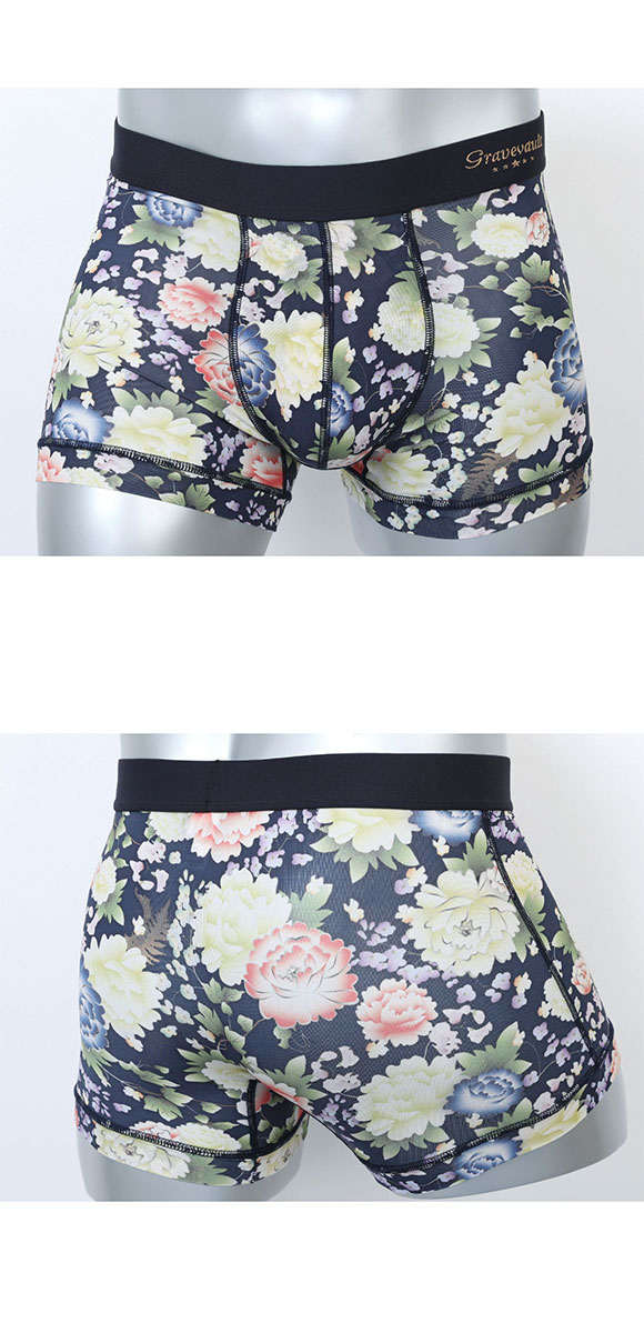グレイブボールト Gravevault PEONY FLOWER ショートボクサー メンズ ボクサーパンツ 前とじ S M L 日本製