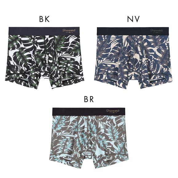 グレイブボールト monstera leaf ショートボクサー メンズ ボクサーパンツ 前とじ S M L Gravevault
