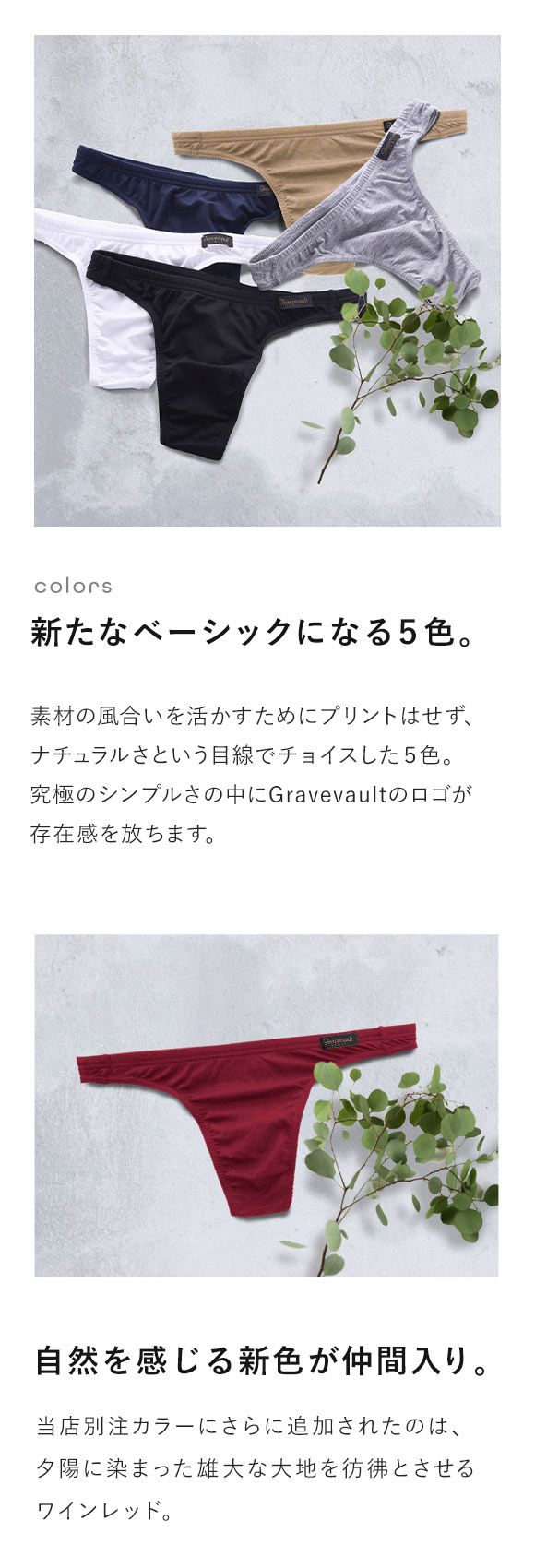 グレイブボールトGravevault × SHIROHATO 別注 naturale due Tバック ビキニ メンズ S M L 天然由来